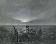 Caspar David Friedrich Moonrise over the sea painting